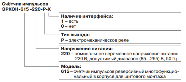 Обозначение при заказе КонтрАвт ЭРКОН 615