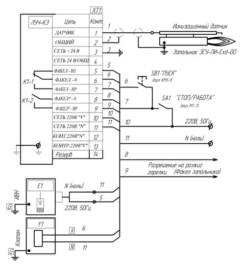 Схема внешних подключений ПРОМА ЗСУ-ПИ-Exd-00